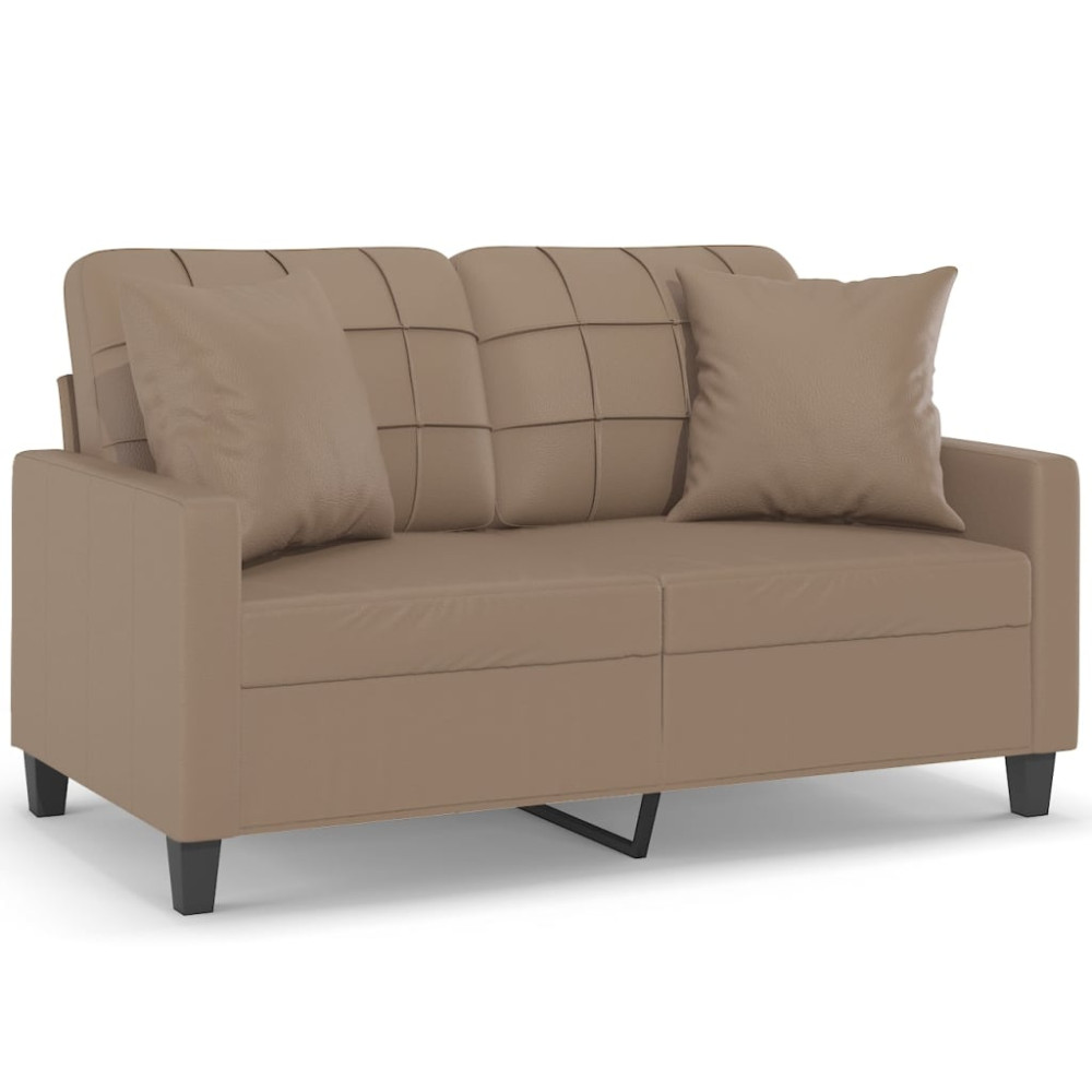 Produktbild för 2-sitssoffa med kuddar&dynor cappuccino 120 cm konstläder