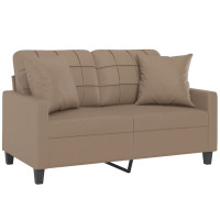 Produktbild för 2-sitssoffa med kuddar&dynor cappuccino 120 cm konstläder