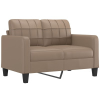 Produktbild för 2-sitssoffa med kuddar&dynor cappuccino 120 cm konstläder
