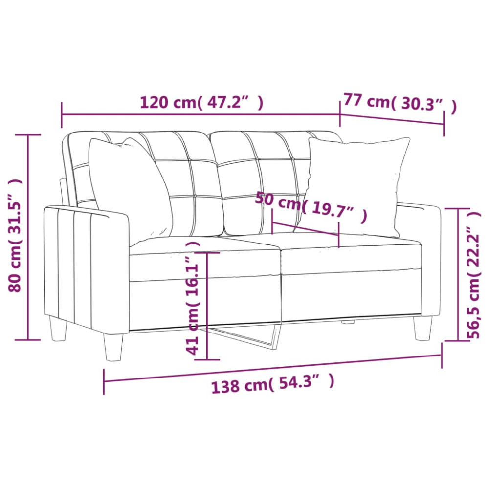 Produktbild för 2-sitssoffa med kuddar&dynor cappuccino 120 cm konstläder