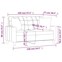 Produktbild för 2-sitssoffa med kuddar&dynor cappuccino 120 cm konstläder