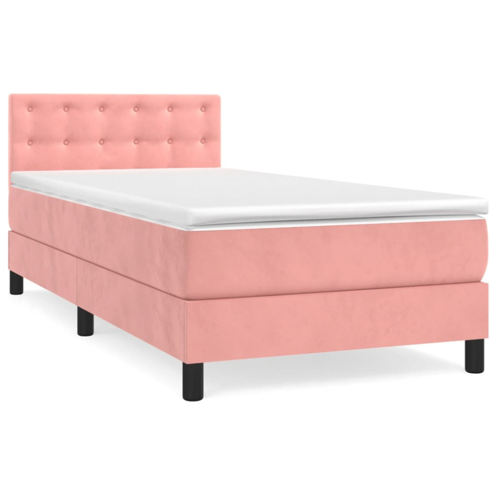 Produktbild för Ramsäng med madrass rosa 80x200 cm sammet