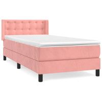 Produktbild för Ramsäng med madrass rosa 80x200 cm sammet