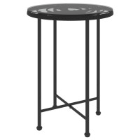 Produktbild för Matbord svart Ø55 cm härdat glas och stål