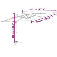 Produktbild för Frihängande trädgårdsparasoll aluminiumstång grön 400x300 cm