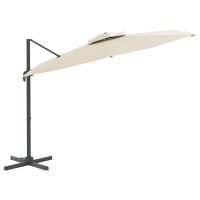 Miniatyr av produktbild för Frihängande parasoll med ventilation sandvit 400x300 cm