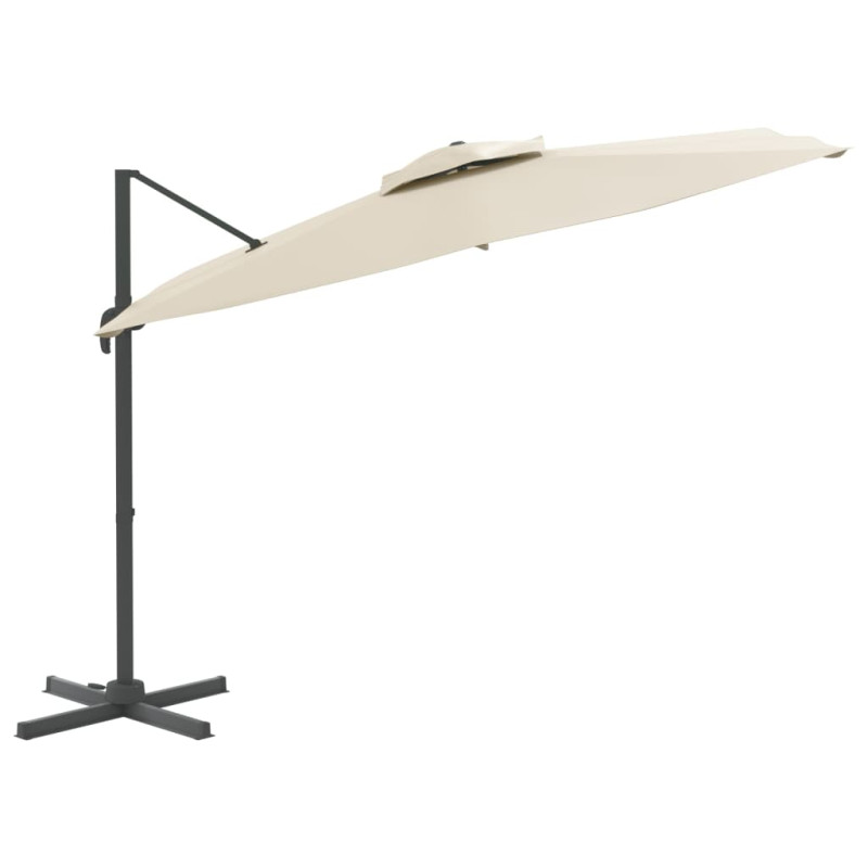 Produktbild för Frihängande parasoll med ventilation sandvit 400x300 cm