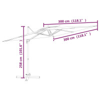 Produktbild för Frihängande parasoll med ventilation azurblå 300x300 cm