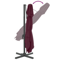 Produktbild för Frihängande parasoll med ventilation vinröd 300x300 cm