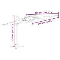 Produktbild för Frihängande parasoll med ventilation vinröd 300x300 cm