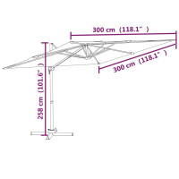 Produktbild för Frihängande trädgårdsparasoll aluminiumstång sandvit 300x300 cm