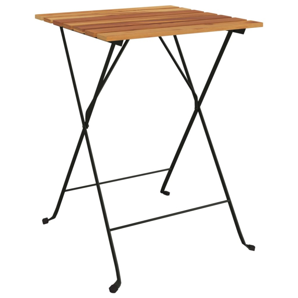 Produktbild för Hopfällbart cafébord 55x54x71 cm massiv teak och stål