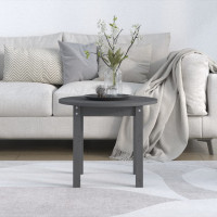 Produktbild för Soffbord grå Ø 55x45 cm massivt furu
