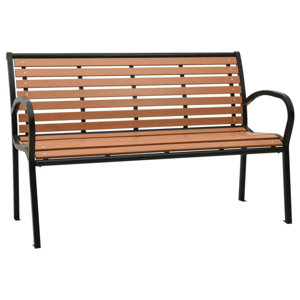 Produktbild för Trädgårdsbänk svart och brun 116 cm stål och WPC