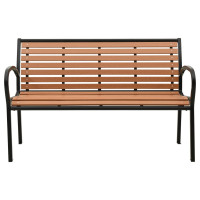 Produktbild för Trädgårdsbänk svart och brun 116 cm stål och WPC