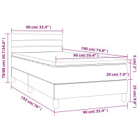 Produktbild för Ramsäng med madrass rosa & LED 90x190 cm sammet