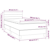 Produktbild för Ramsäng med madrass rosa & LED 80x200 cm sammet