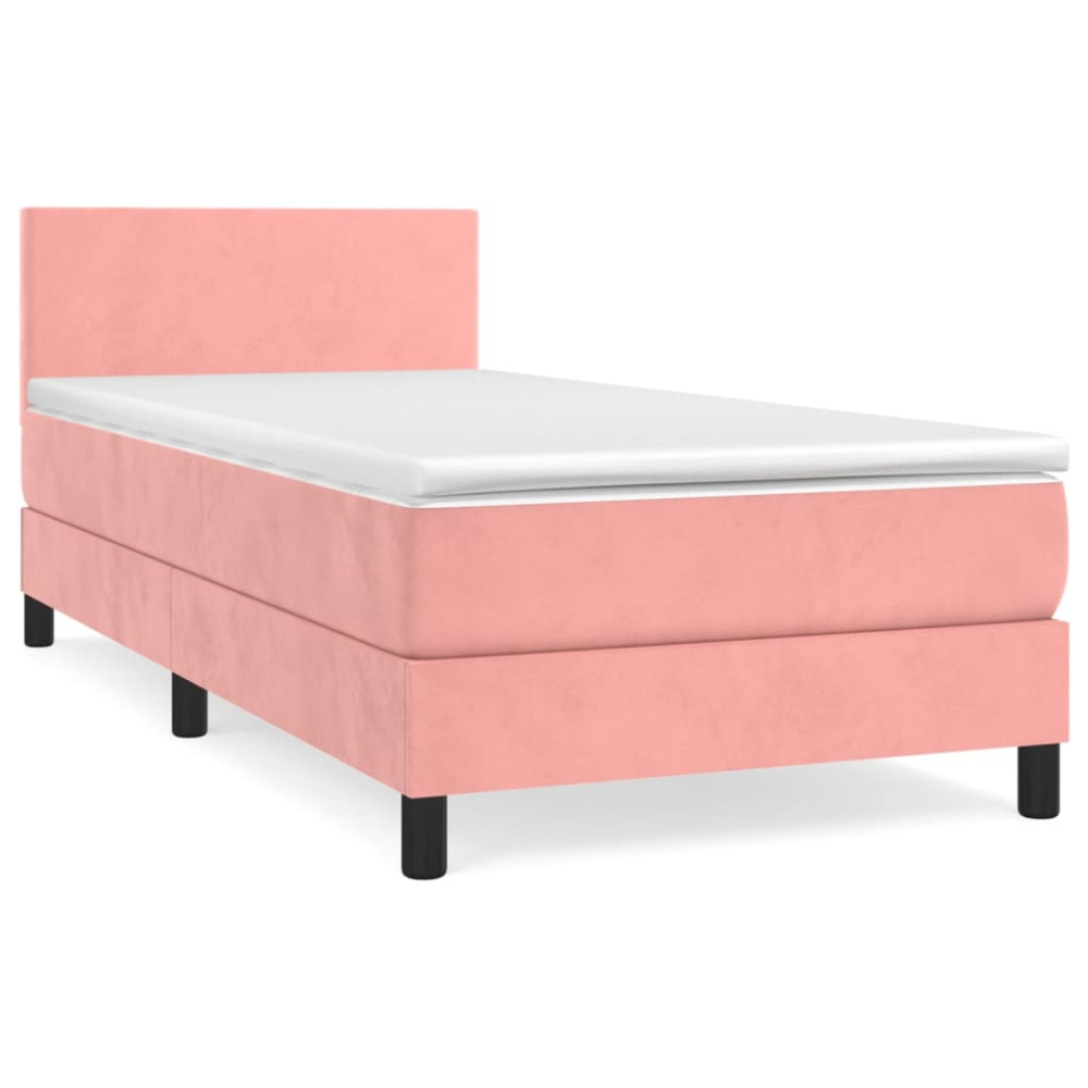 Produktbild för Ramsäng med madrass rosa 80x200 cm sammet