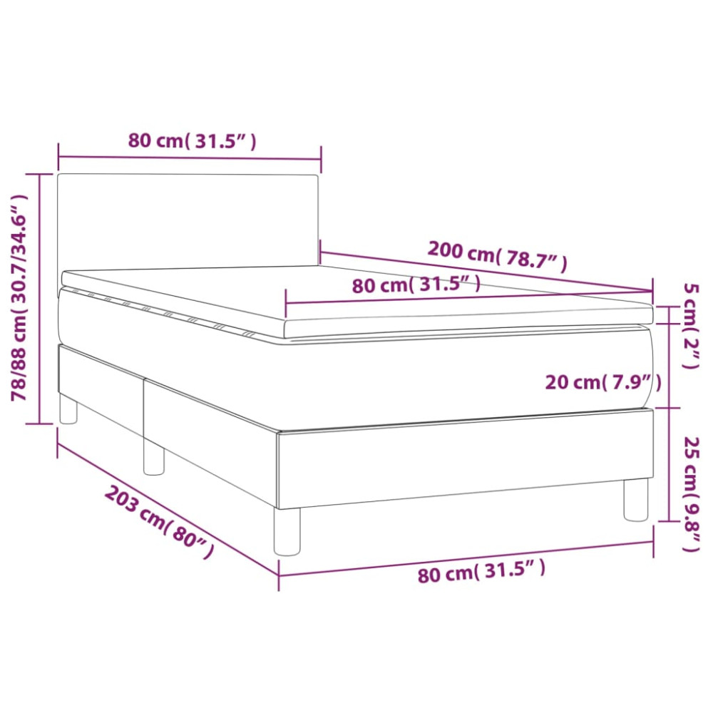Produktbild för Ramsäng med madrass rosa 80x200 cm sammet