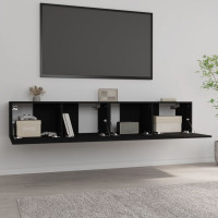 Produktbild för Tv-bänkar 2 st svart 80x30x30 cm konstruerat trä