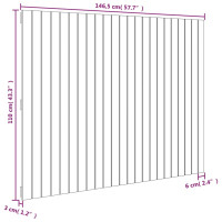 Produktbild för Väggmonterad huvudgavel vit 146,5x3x110 cm massiv furu