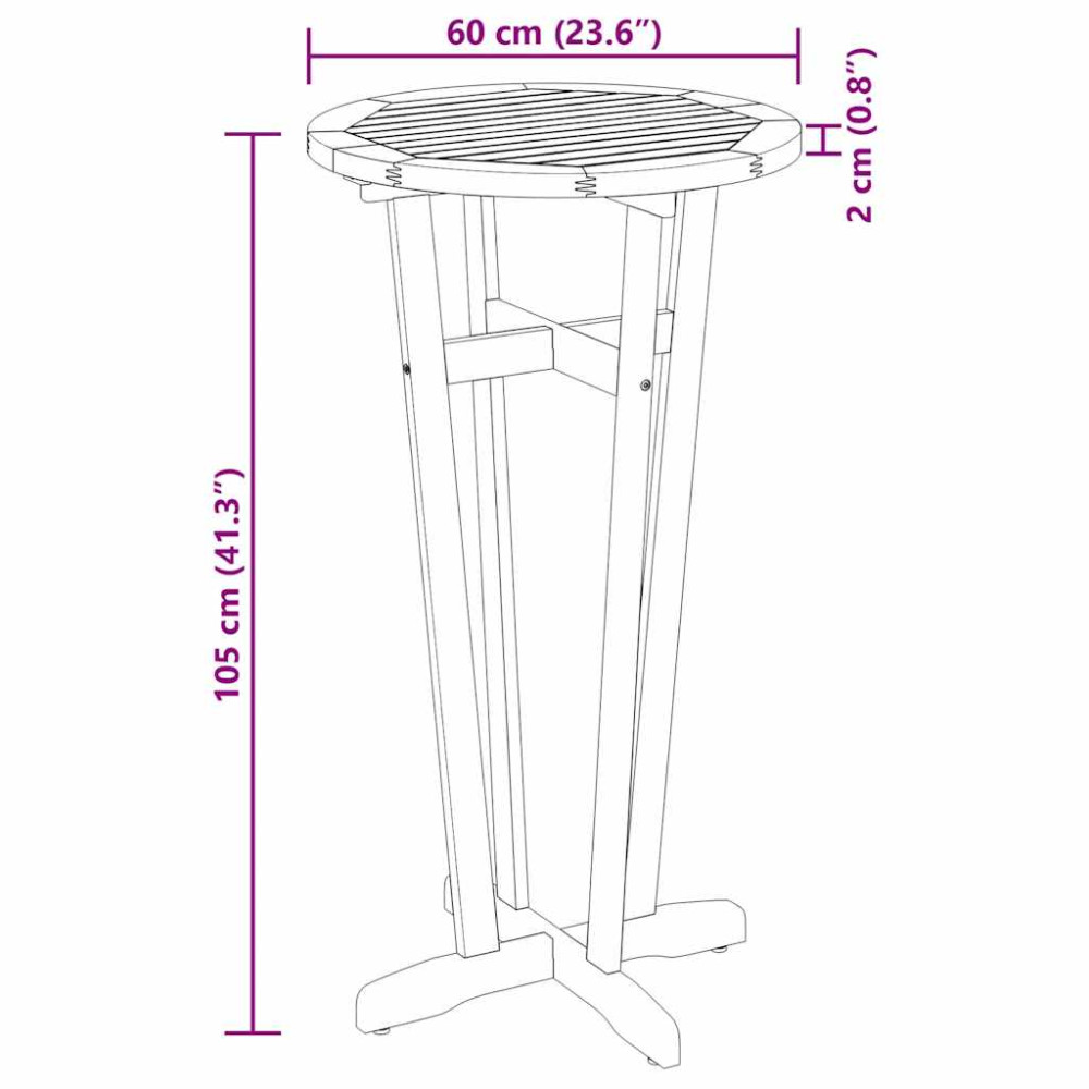 Produktbild för Ståbord för utomhusbruk Ø60x105 cm massivt akaciaträ