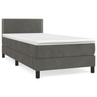 Produktbild för Ramsäng med madrass mörkgrå 90x190 cm sammet