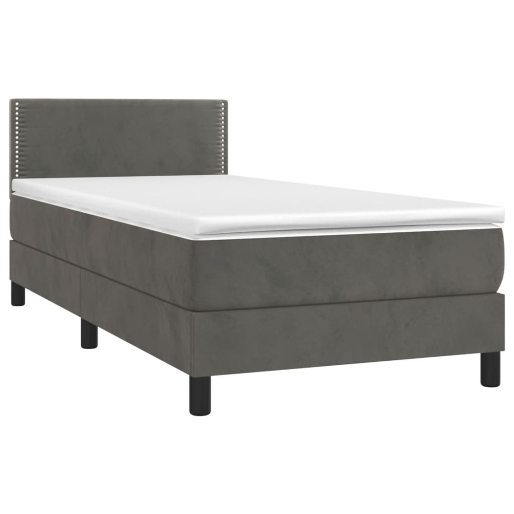 Produktbild för Ramsäng med madrass mörkgrå 90x190 cm sammet