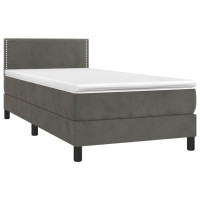 Produktbild för Ramsäng med madrass mörkgrå 90x190 cm sammet