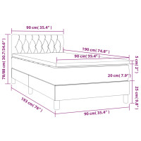 Produktbild för Ramsäng med madrass mörkgrå 90x190 cm sammet