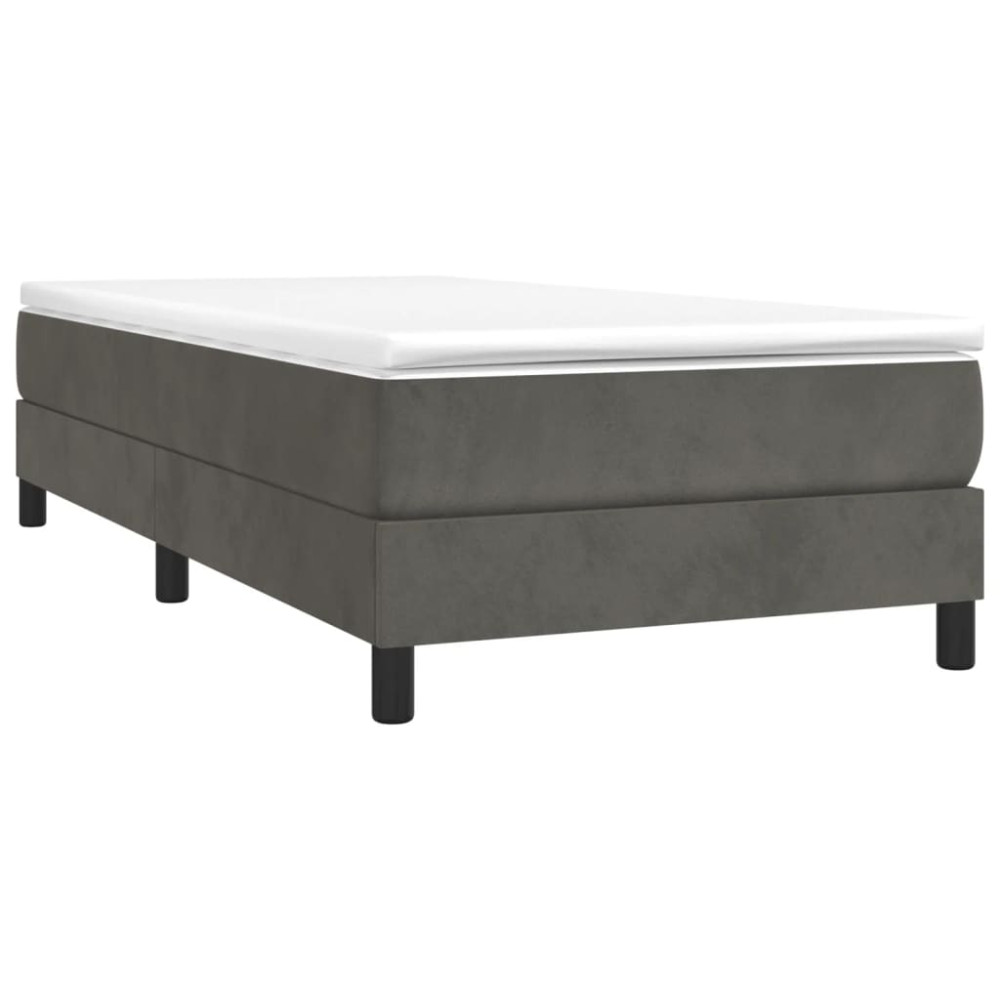 Produktbild för Ramsäng med madrass mörkgrå 90x190 cm sammet