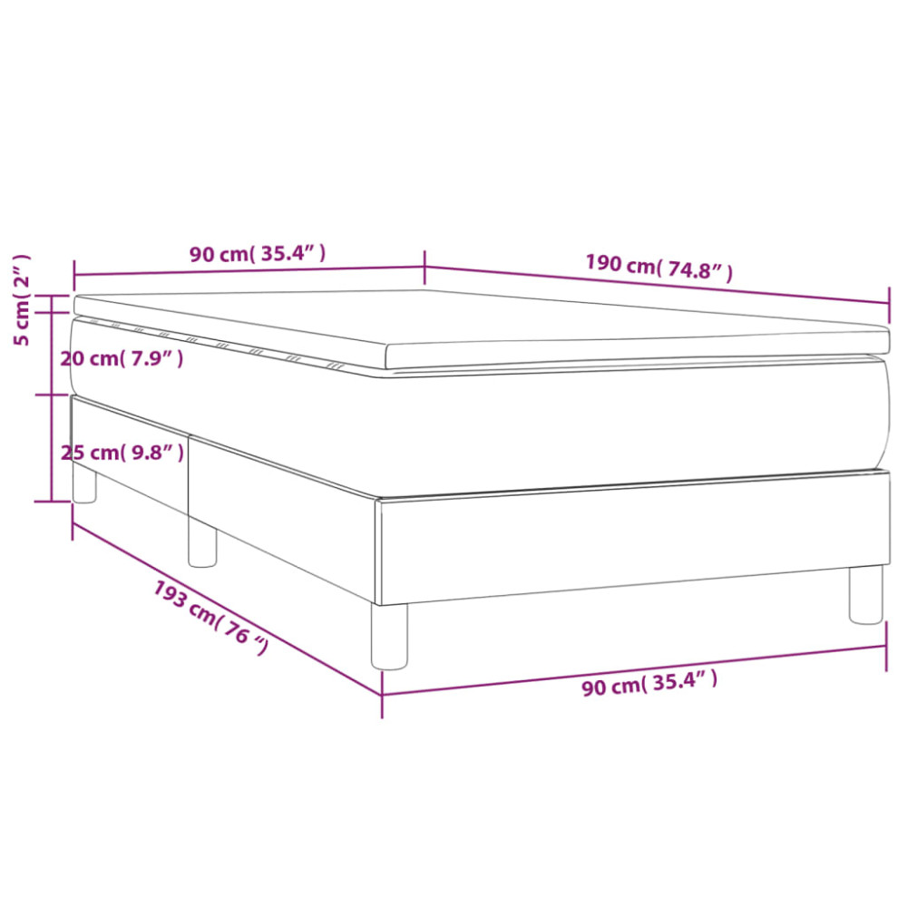Produktbild för Ramsäng med madrass mörkgrå 90x190 cm sammet