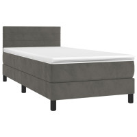 Produktbild för Ramsäng med madrass mörkgrå 90x190 cm sammet