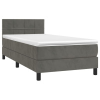 Produktbild för Ramsäng med madrass mörkgrå 90x190 cm sammet