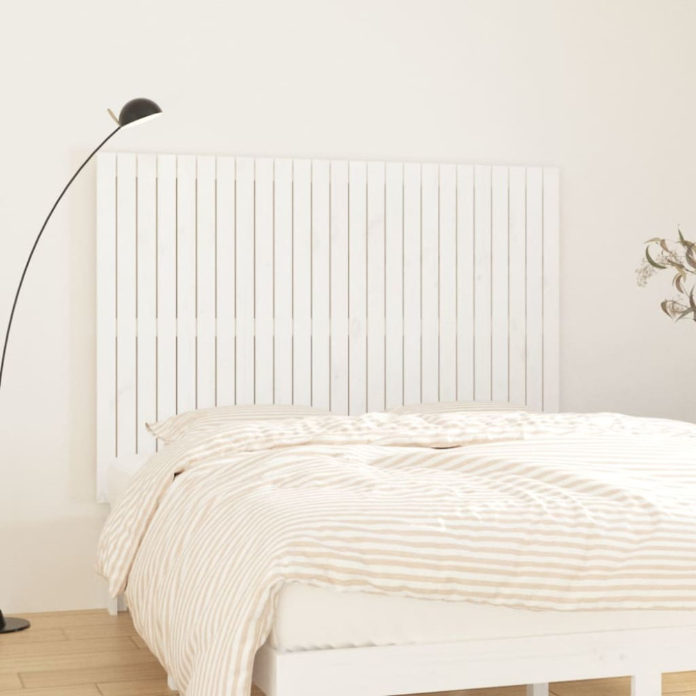 Produktbild för Väggmonterad huvudgavel vit 159,5x3x110 cm massiv furu
