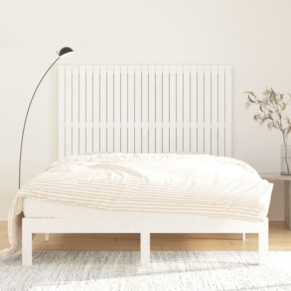 Produktbild för Väggmonterad huvudgavel vit 159,5x3x110 cm massiv furu