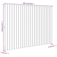 Produktbild för Väggmonterad huvudgavel vit 159,5x3x110 cm massiv furu