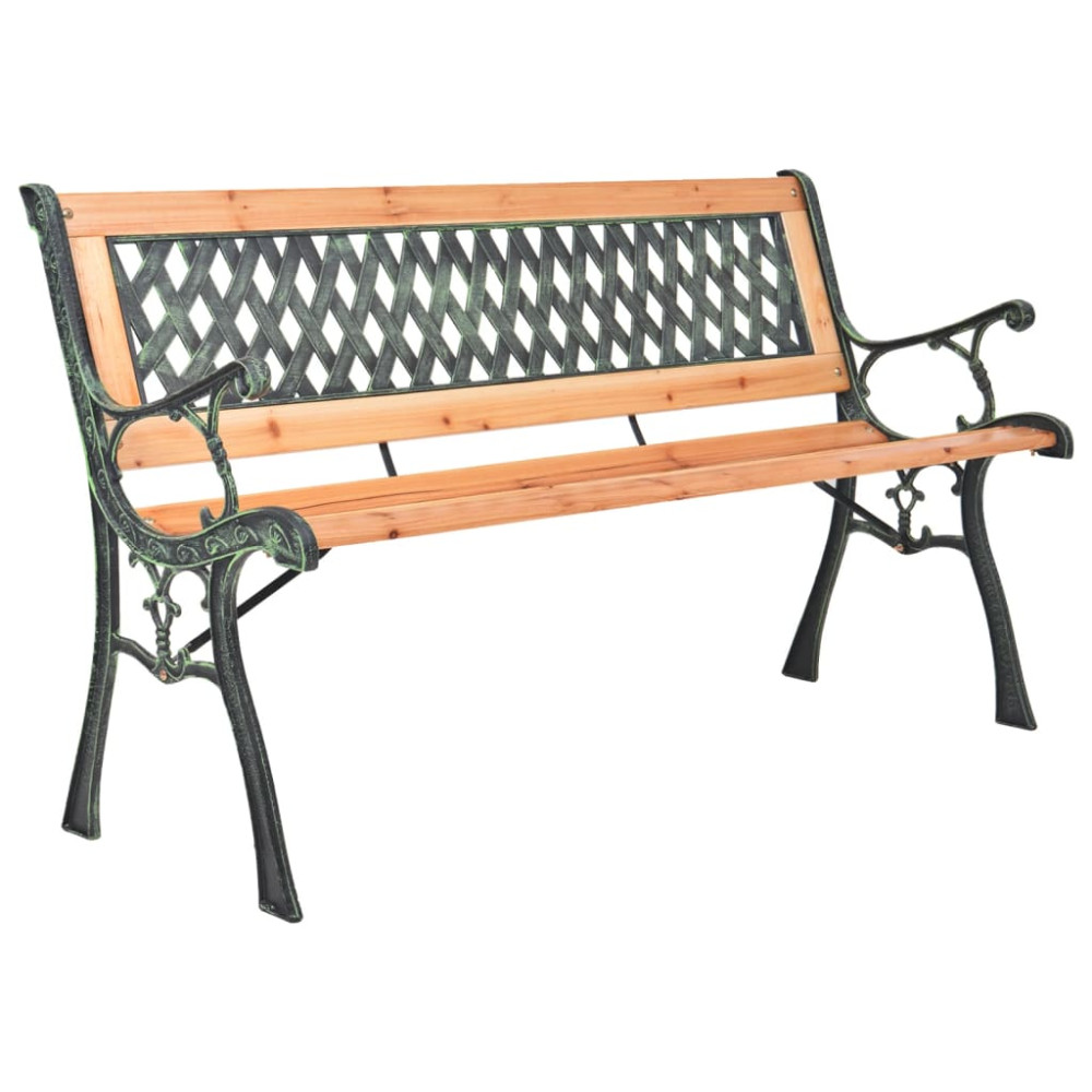 Produktbild för Trädgårdsbänk 116 cm gjutjärn och massivt granträ