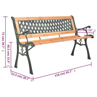 Produktbild för Trädgårdsbänk 116 cm gjutjärn och massivt granträ