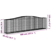 Produktbild för Gabion bågformad 400x50x100/120 cm galvaniserat järn