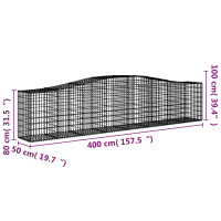 Produktbild för Gabion bågformad 400x50x80/100 cm galvaniserat järn