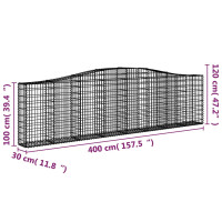 Produktbild för Gabion bågformad 400x30x100/120 cm galvaniserat järn