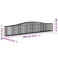 Produktbild för Gabion bågformad 400x30x60/80 cm galvaniserat järn