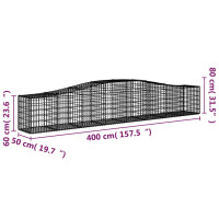 Produktbild för Gabion bågformad 400x50x60/80 cm galvaniserat järn