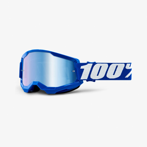 100% 100% Strata Goggle slalomglasögon Blå Unisex Blå, Spegel Cylindrisk (flat) glas