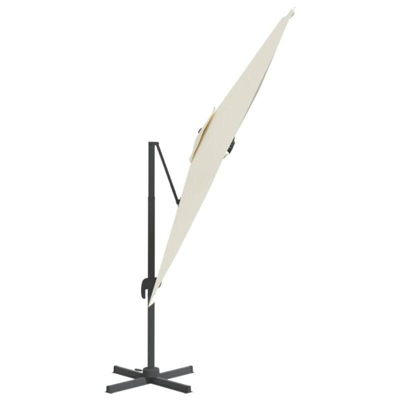 Produktbild för Frihängande parasoll LED sandvit 400x300 cm