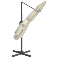 Miniatyr av produktbild för Frihängande parasoll LED sandvit 400x300 cm