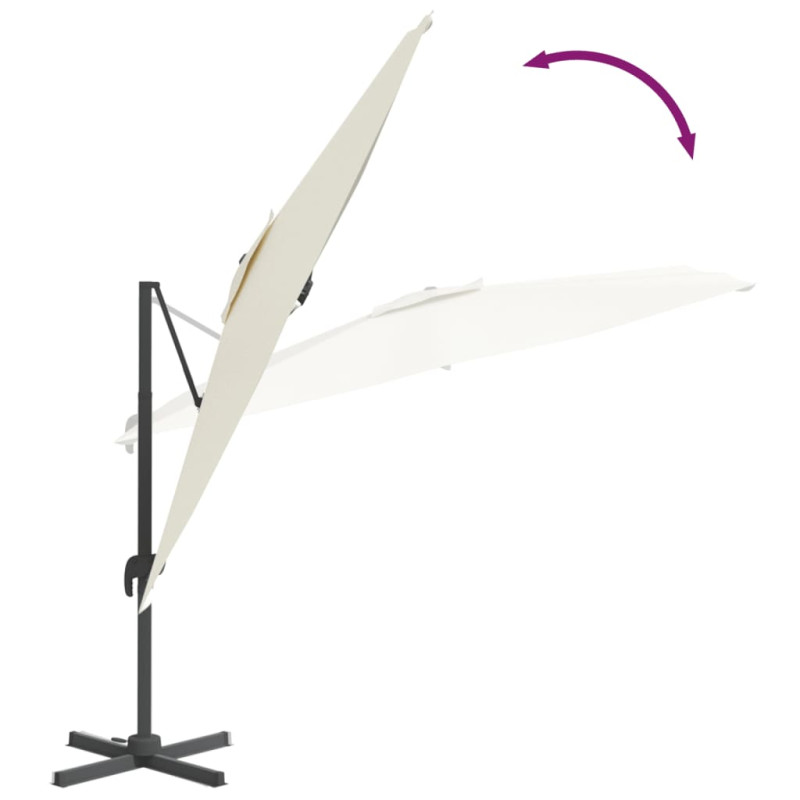 Produktbild för Frihängande parasoll LED sandvit 400x300 cm