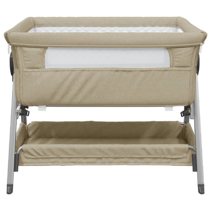 Produktbild för Babysäng med madrass taupe linnetyg