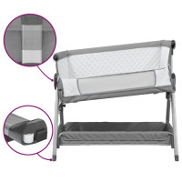 Produktbild för Babysäng med madrass ljusgrå linnetyg